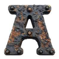 Rusty Metal Letter A with Transparent Background, Industrial Font Design,  Vintage Alphabet png