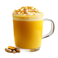 Golden Milk Latte with Creamy Whipped Topping and a Transparent Background png