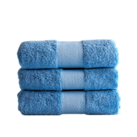 Soft Blue Towels Stacked with a Transparent Background, Luxurious Bath Towel with a Clean and Modern Aesthetic, High-Quality Cotton Towels with a Smooth Finish png