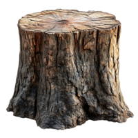 Old Tree Stump with Rough Bark and a Smooth Top, Isolated on a Transparent Background png