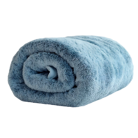 Soft Blue Plush Throw Blanket Rolled Up with Transparent Background png