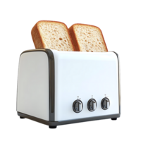 Toasting Bread in a White Toaster with a Transparent Background png
