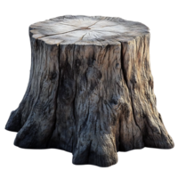 Weathered Tree Stump Isolated on Transparent Background, Natural Texture for Design Projects, Rustic Tree Trunk png
