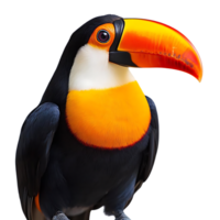 A Vibrant Toucan with a Large, Colorful Beak Poses Against a Transparent Background, Showcasing Its Striking Features and Unique Beauty png