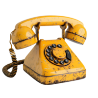 Vintage Yellow Rotary Dial Phone with Transparent Background, a Symbol of Retro Communication and Nostalgic Memories png