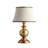 Elegant Gold Table Lamp with White Shade and Transparent Background png