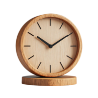 Wooden Clock with Transparent Background, Rustic Timepiece with Black Hands and a Natural Grain Finish png