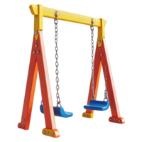 Red and Yellow Swing Set with Blue Seats on a Transparent Background png