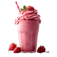 Strawberry Milkshake with Whipped Cream and a Transparent Background png