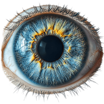 Close-Up of a Blue Eye with a Transparent Background, Revealing Intricate Details and Intriguing Patterns png