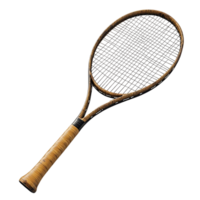 Tennis Racket with Transparent Background, A Wooden and Black Tennis Racket with a Transparent Background, Isolated Tennis Racket on Transparent Background. png