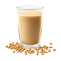 Soy Milk in a Glass with Soybeans Surrounding it, a Delicious and Healthy Beverage with a Transparent Background png