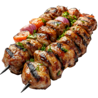 Grilled Chicken Skewers with Onions and Tomatoes on a Transparent Background png