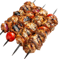 Grilled Chicken Skewers with Tomatoes and Onions on Transparent Background png