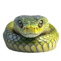 Green Snake with Transparent Background, Coiled and Staring with Intense Eyes, Capturing a Moment of Raw Nature png