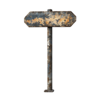 Rusty Metal Signpost with Transparent Background, Weathered and Worn with a Blank Surface for Your Message png