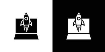 Rocket Spaceship Startup icon Flat fill set collection vector