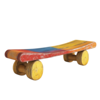 Colorful Wooden Bench with Wheels on Transparent Background png