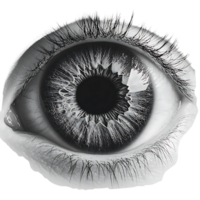Close-up of a Human Eye with a Transparent Background, Featuring Intricate Detail and a Starburst Iris png