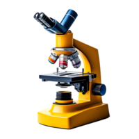 Exploring the Microscopic World with a Yellow Microscope on a Transparent Background png