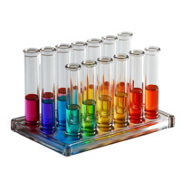 Rainbow of Colors in Test Tubes with Transparent Background png