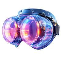 Goggles with Transparent Background, Illuminated by Bright Lights, Futuristic and Stylish Design png