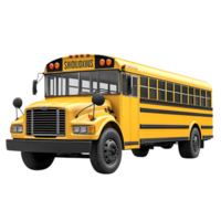 Yellow School Bus with a Transparent Background, Isolated on Black, Rendered in 3D,  Perfect for Mockups and Designs png