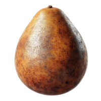 A Single, Ripe Pear with a Brown, Textured Skin, Isolated on a Transparent Background png