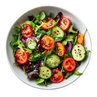 Fresh, Colorful Salad with Tomatoes, Cucumbers, and Red Onion, Topped with Sesame Seeds and Black Pepper, on a Transparent Background png