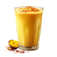 Golden Turmeric and Saffron Milk Smoothie with a Transparent Background png