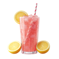 Refreshing Pink Lemonade with Lemon Wedges and a Straw, Perfect for Summer Enjoyment with a Transparent Background png