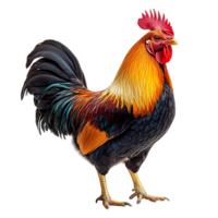 A Vibrant Rooster with a Transparent Background, a Striking Display of Color and Detail png