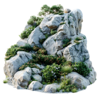 Rocky Mountain Landscape with Lush Greenery and a Transparent Background png