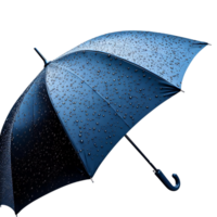 Blue Umbrella Covered in Raindrops with a Transparent Background png