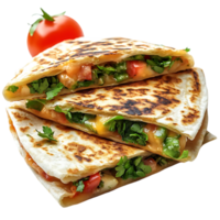 Grilled Quesadillas with Tomato, Cheese, and Cilantro on a Transparent Background png