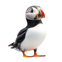 Puffin Standing on a Transparent Background, Isolated Seabird with Colorful Beak png