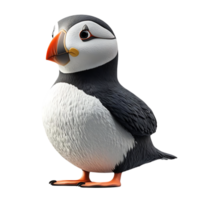 Cute Puffin with Transparent Background - Adorable Bird with Black and White Feathers and Orange Beak png