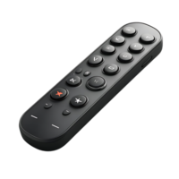 Black Remote Control with Transparent Background, Featuring Navigation and Media Buttons for Seamless Control png