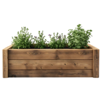 Wooden Planter Box with Plants and Transparent Background -  A Beautiful and Functional Addition to Your Home png