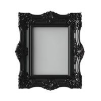 Black Ornate Picture Frame with a Transparent Background, Perfect for Adding a Touch of Elegance to Your Designs. png
