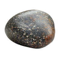 A Single, Smooth, Gray River Rock with White and Orange Specks, Isolated on a Transparent Background png