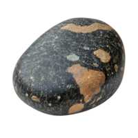Smooth Black Stone with Orange and White Patterns on a Transparent Background png