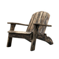 Rustic Wooden Adirondack Chair with a Transparent Background for Design Projects png
