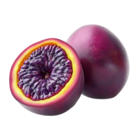 Purple Passion Fruit Sliced Open, Showing Juicy Interior with Transparent Background png