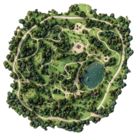 Discover the Beauty of a Lush Green Park with a Serene Pond, Perfect for Relaxation and Enjoying Nature's Tranquility with a Transparent Background png