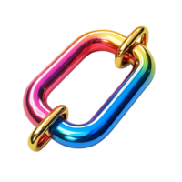 Shiny Rainbow Chain Link on Transparent Background, Colorful Metal Connection, Abstract 3D Design Element, Gradient Colored Chain Link png