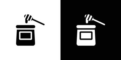 Honey jar with dipper icon Flat fill set collection vector