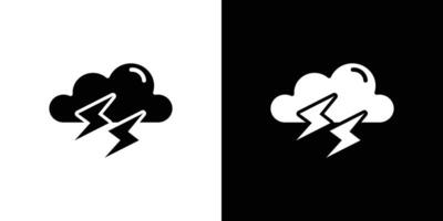 Thunder lightning icon Flat fill set collection vector