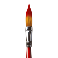 A Single Paintbrush with a Transparent Background - A Close-Up of a Red and Yellow Bristle Brush on a Black Background png