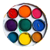 A Colorful Palette of Paints on a White Background, Isolated on Black png